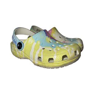 Crocs Tie Dye Girls Clogs C9 Rainbow Adjustable Strap Lightweight Rubber